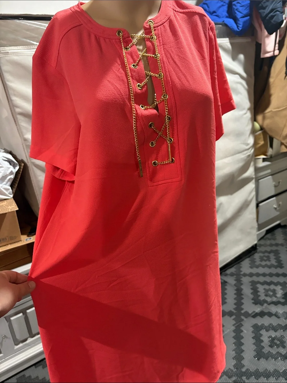 Michael kors Women's Coral Lace-Up Shift Dress